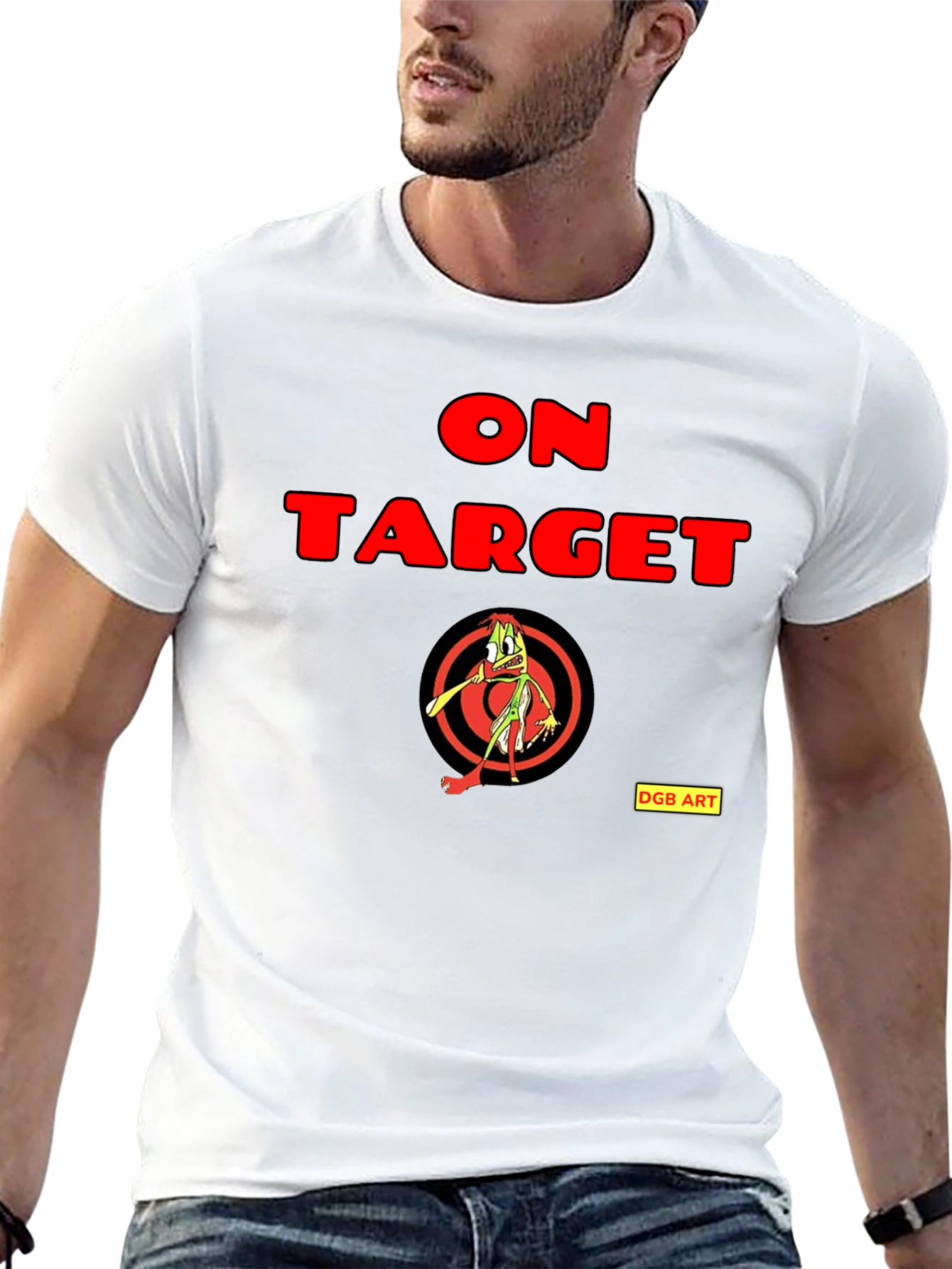 Black On Target Graphic Tee - Funny Cartoon Archer view 13