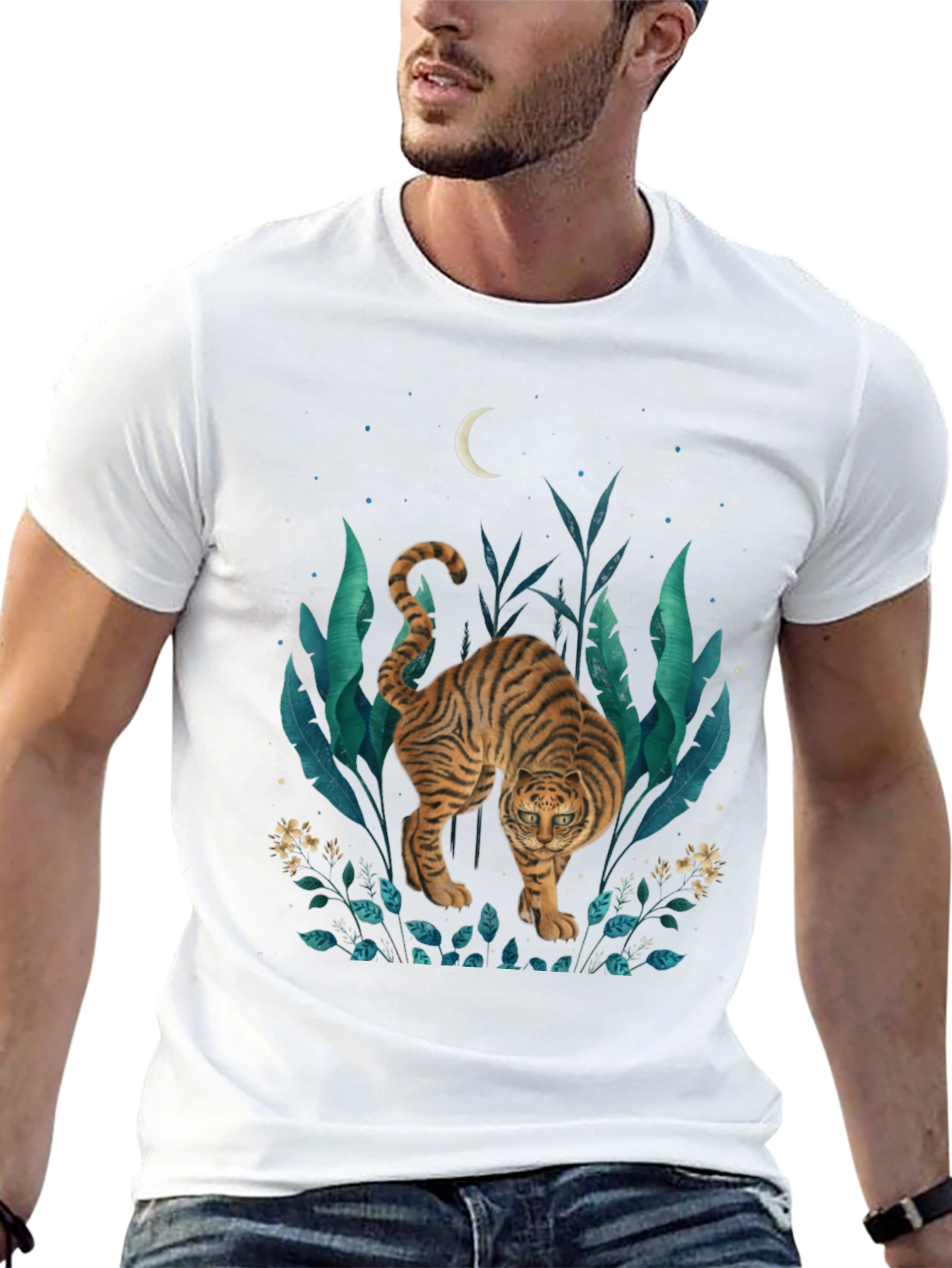 Black Tiger Graphic Print T-Shirt - Jungle Moon Design view 13