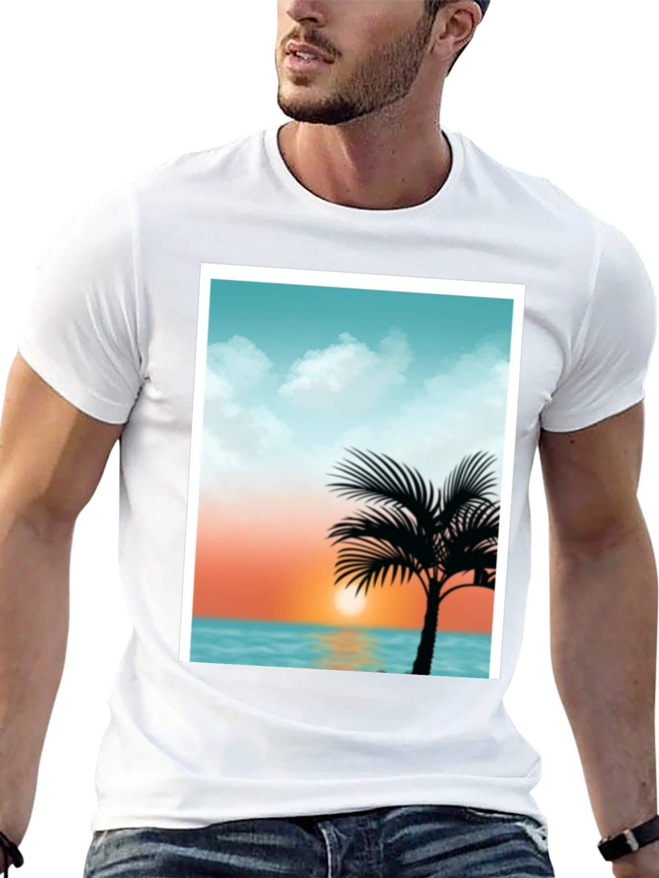 Black Sunset Palm Tee - Tropical Graphic T-Shirt view 13