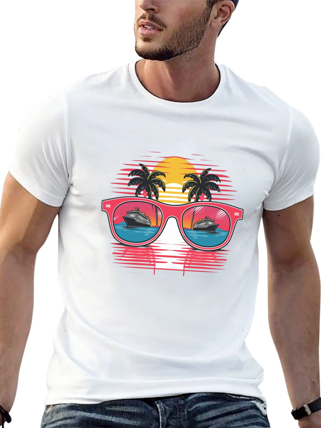 Black Retro Cruise Sunglasses Graphic Tee view 13
