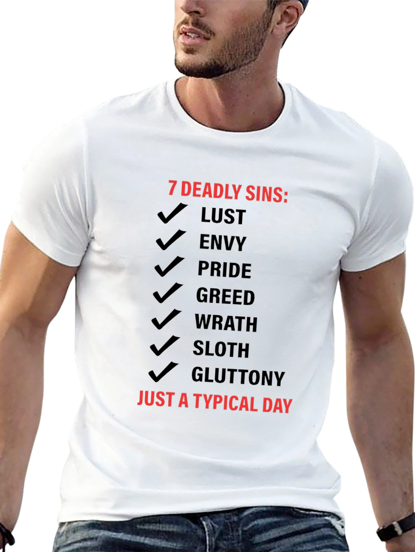 Black 7 Deadly Sins T-Shirt - Typical Day view 13