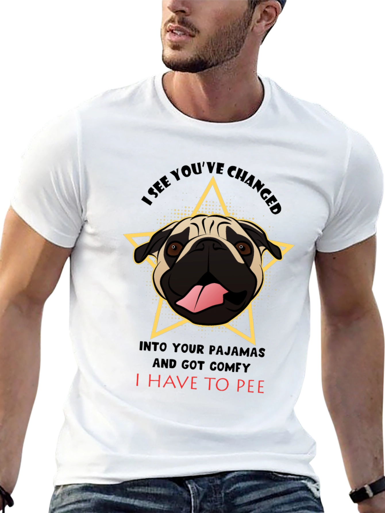 Black Pug Pajama T-Shirt - I Have To Pee Funny Tee view 13