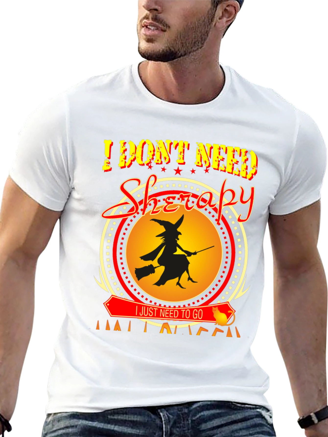 Black I Don't Need Therapy Halloween Witch T-Shirt view 13