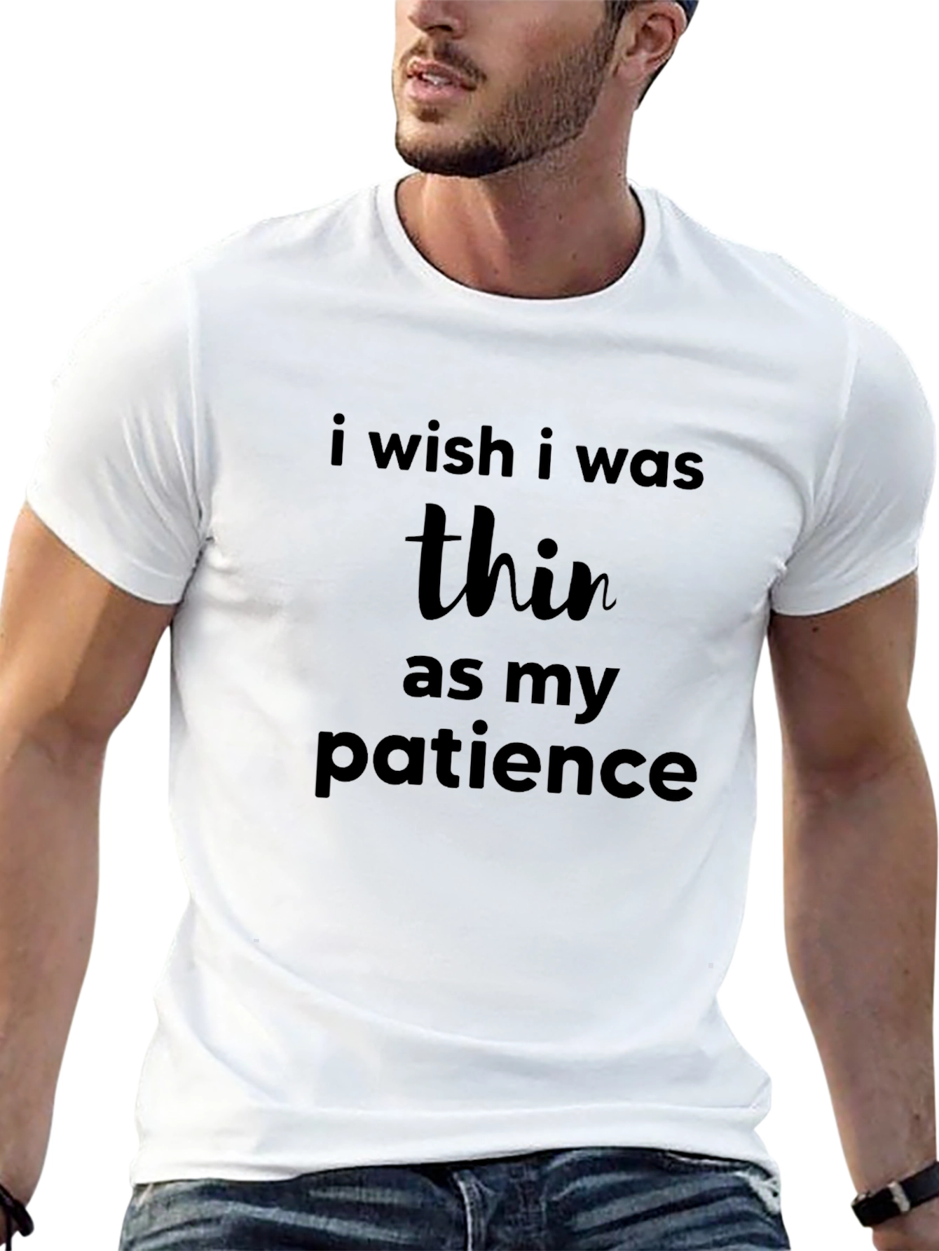 Black Funny 'Thin as My Patience' Graphic Tee view 13