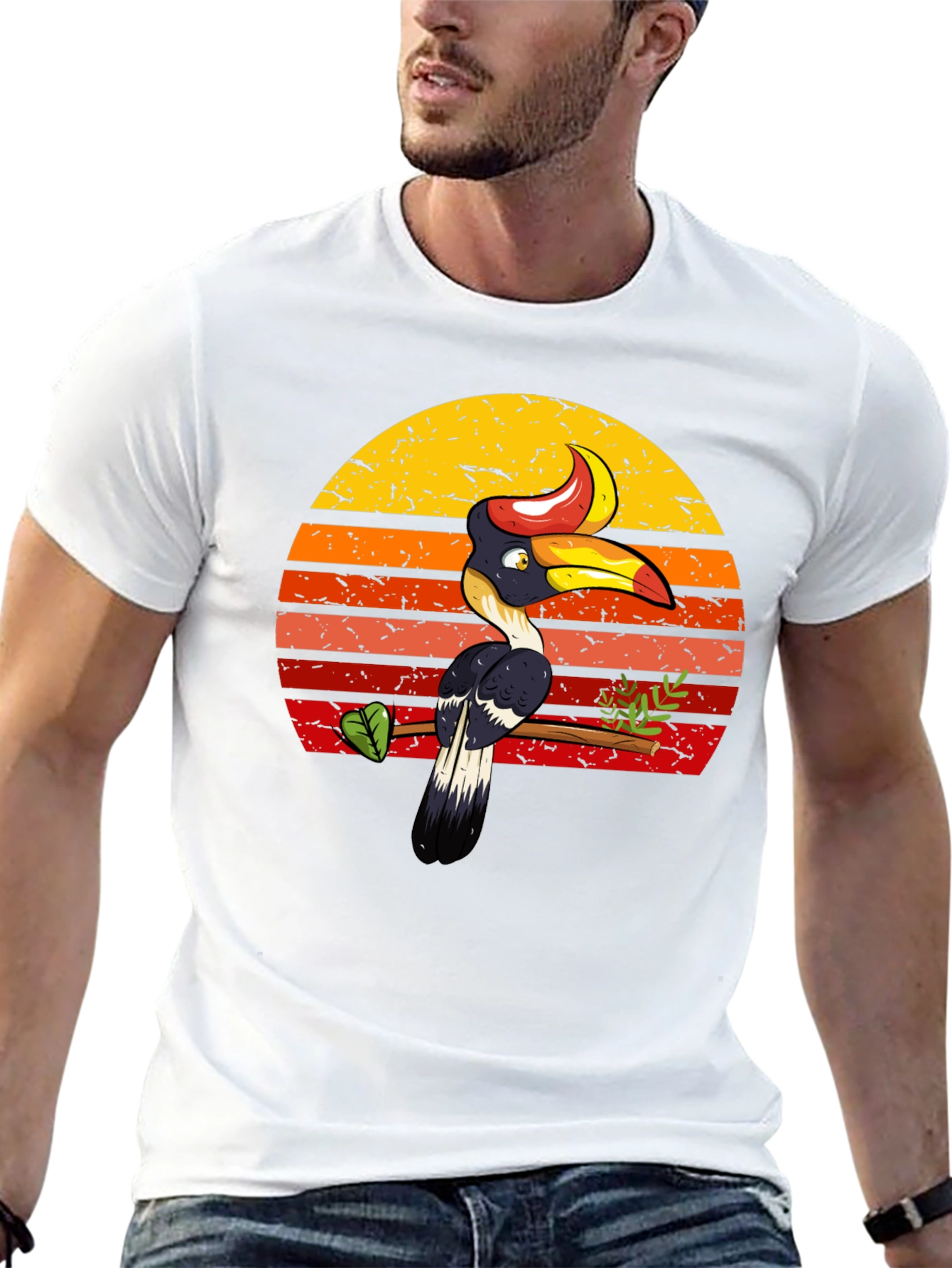 Black Tropical Toucan Sunset Graphic Tee - Unique Design view 13
