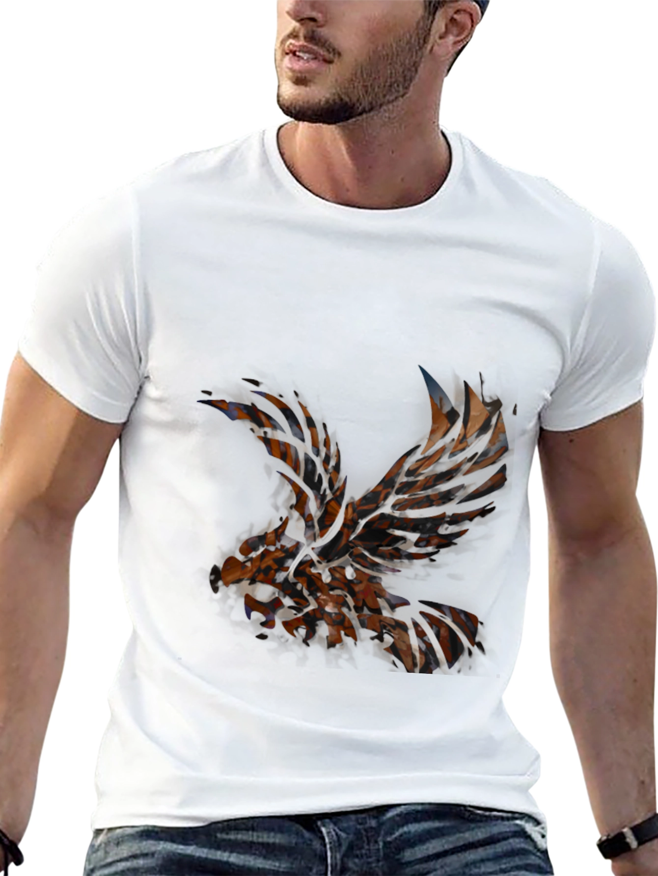 Black Abstract Eagle Graphic Tee view 13