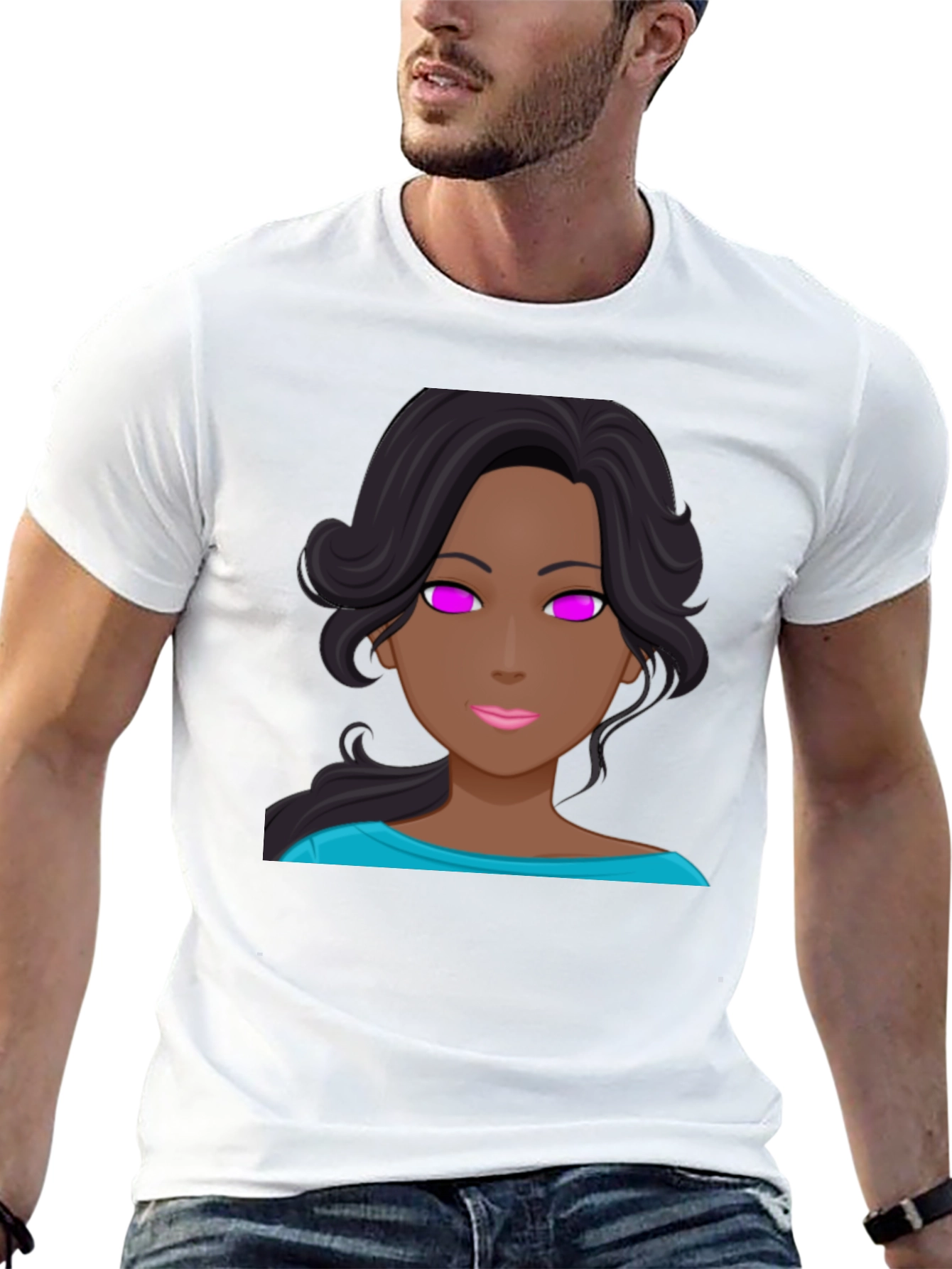 Black Cartoon Girl Graphic Tee - Black Unisex T-Shirt view 13