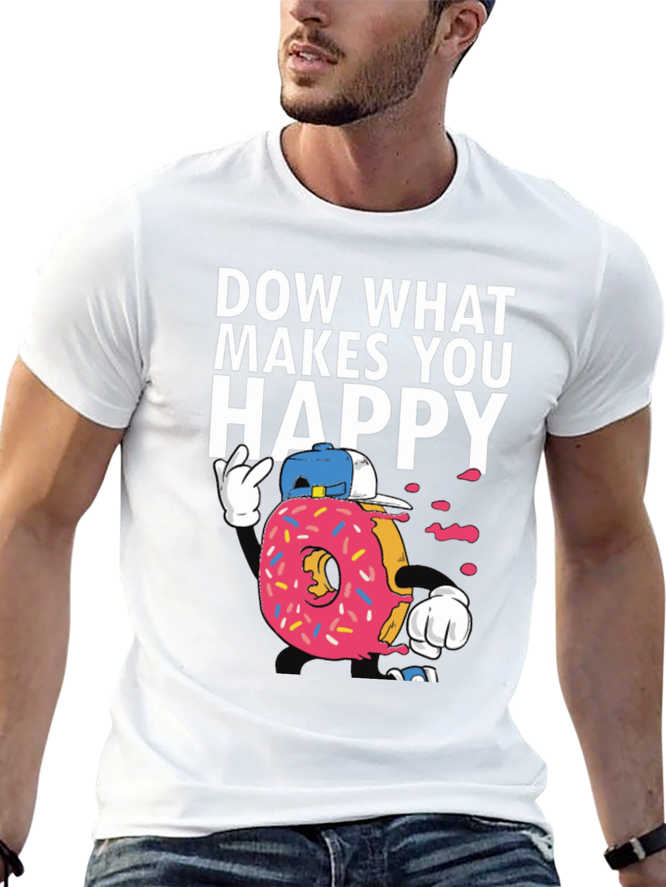Black Funny Donut Graphic T-Shirt - Do What Makes You Happy view 13