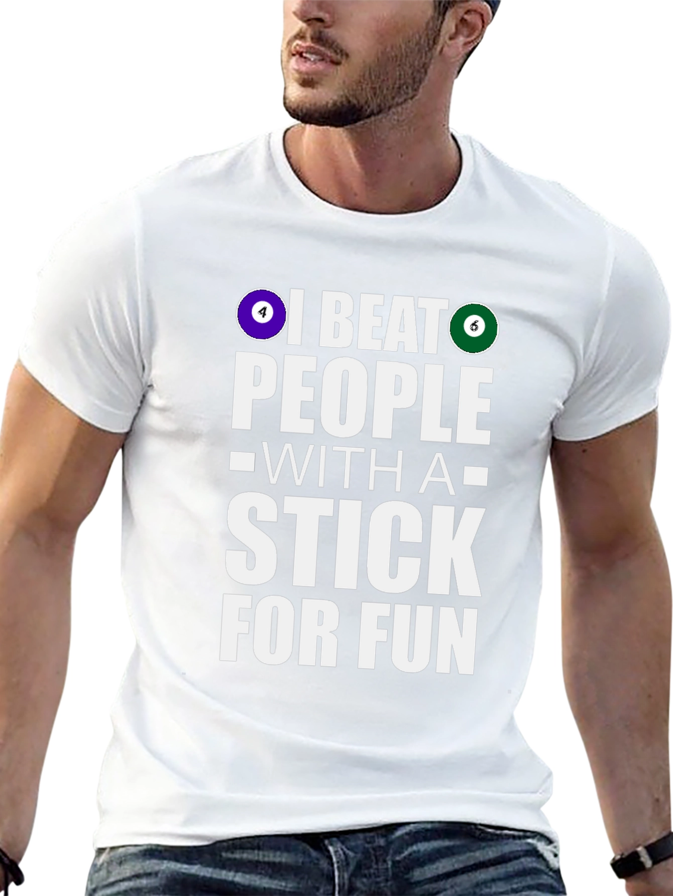 Funny Billiards T-Shirt: I Beat People With A Stick - 13