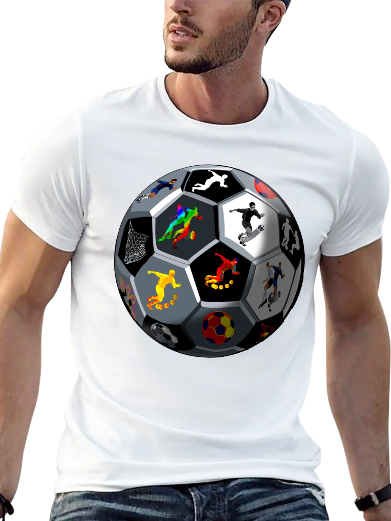 Black Soccer Ball Players Graphic T-Shirt view 13