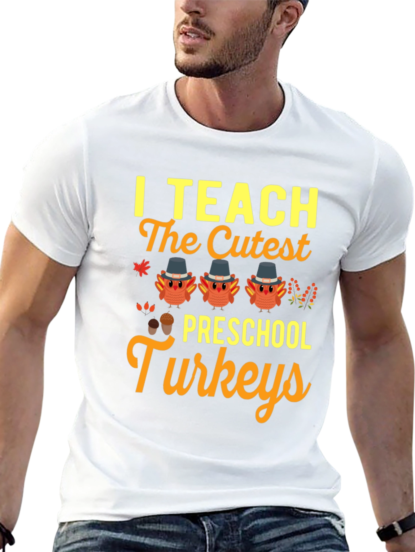 Black Cute Preschool Turkey Teacher T-Shirt view 13