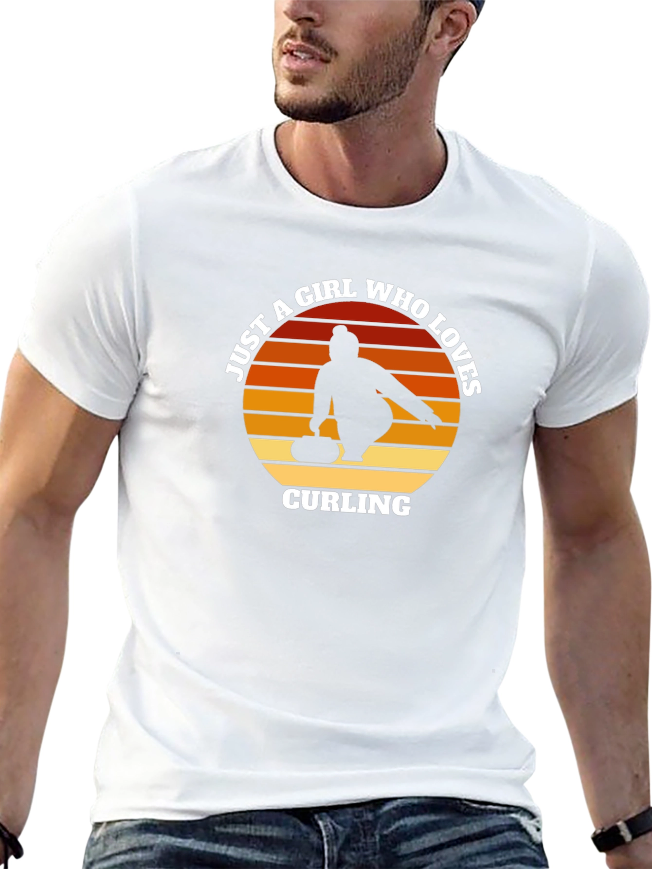 Black Curling Girl T-Shirt - Just A Girl Who Loves Curling Tee view 13