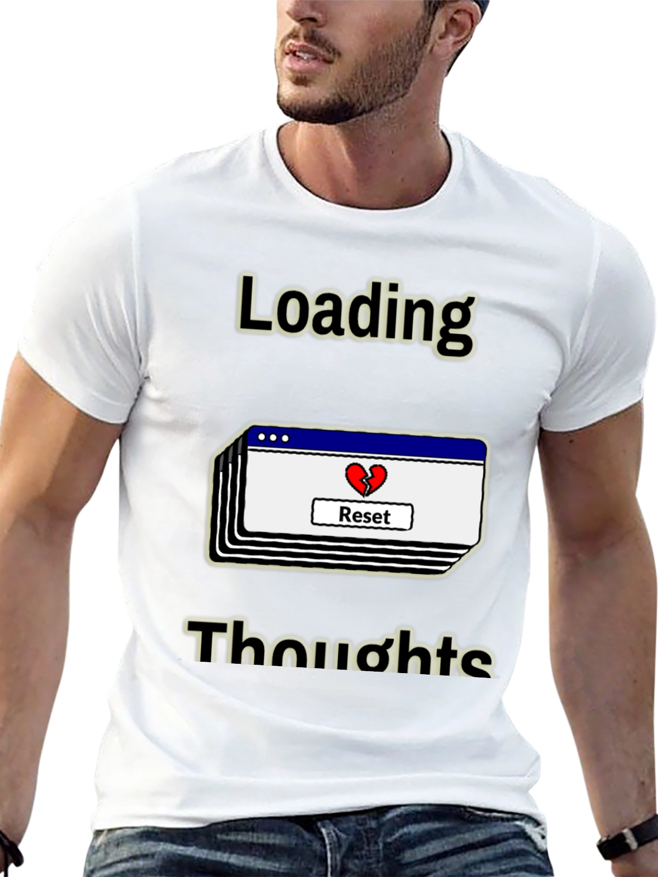 Black Loading Thoughts Graphic Tee - Reset Your Mind view 13