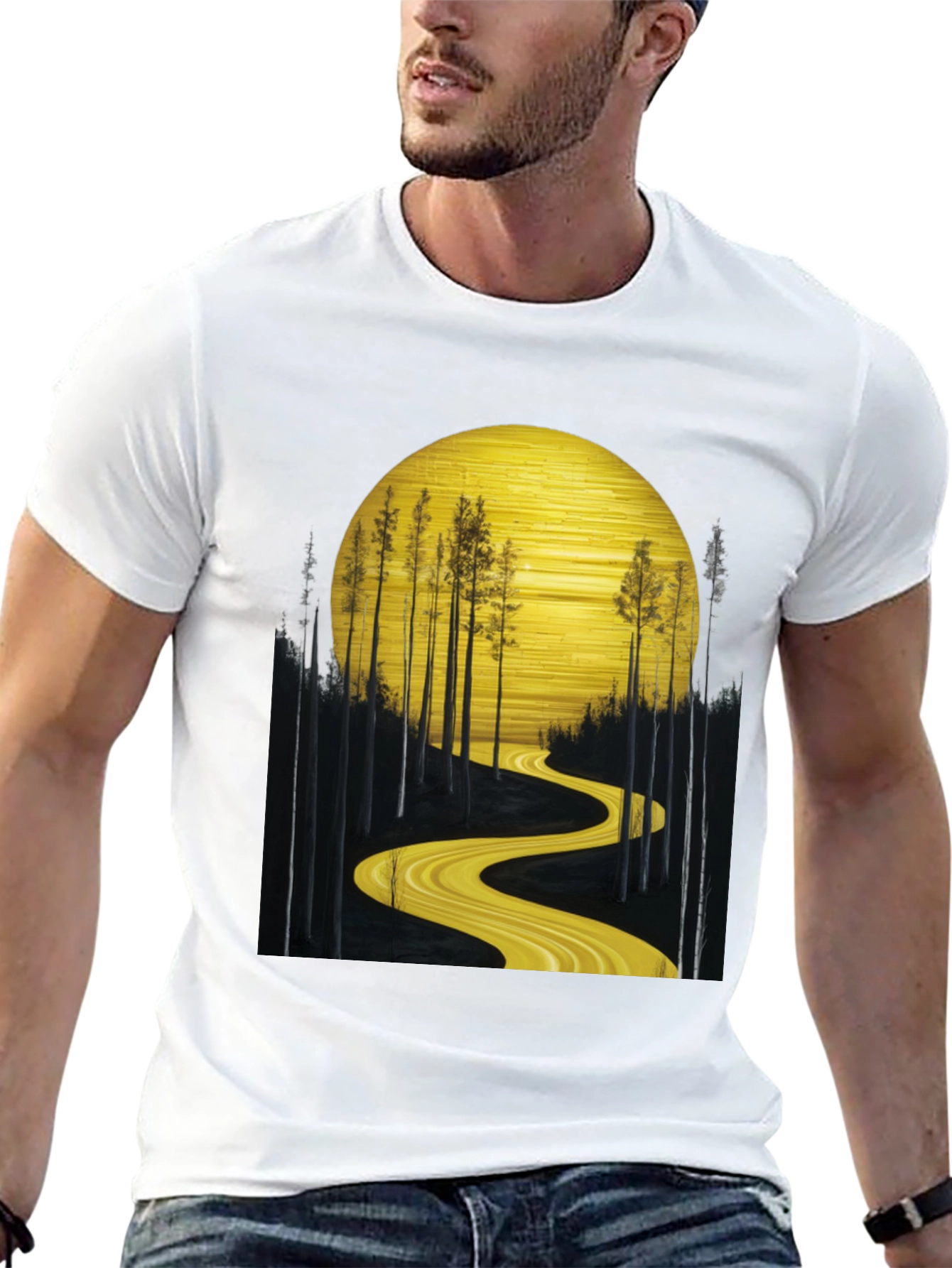 Black Golden Road Forest Graphic Tee view 13