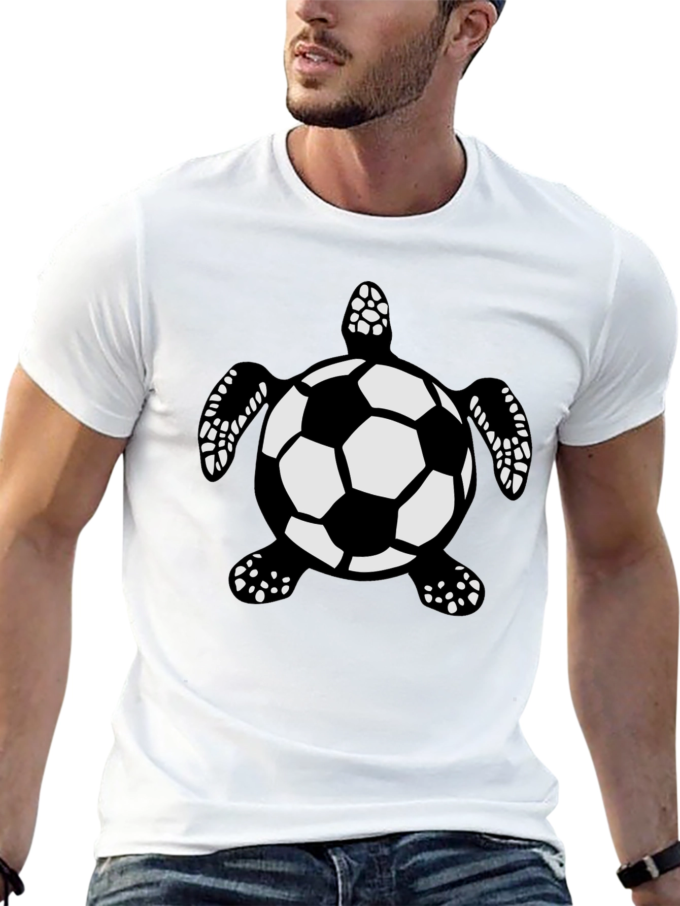 Black Soccer Ball Turtle Black T-Shirt view 13