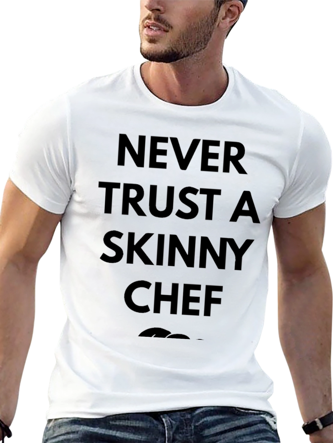 Black Never Trust a Skinny Chef Graphic Tee - Black Cotton Blend view 13
