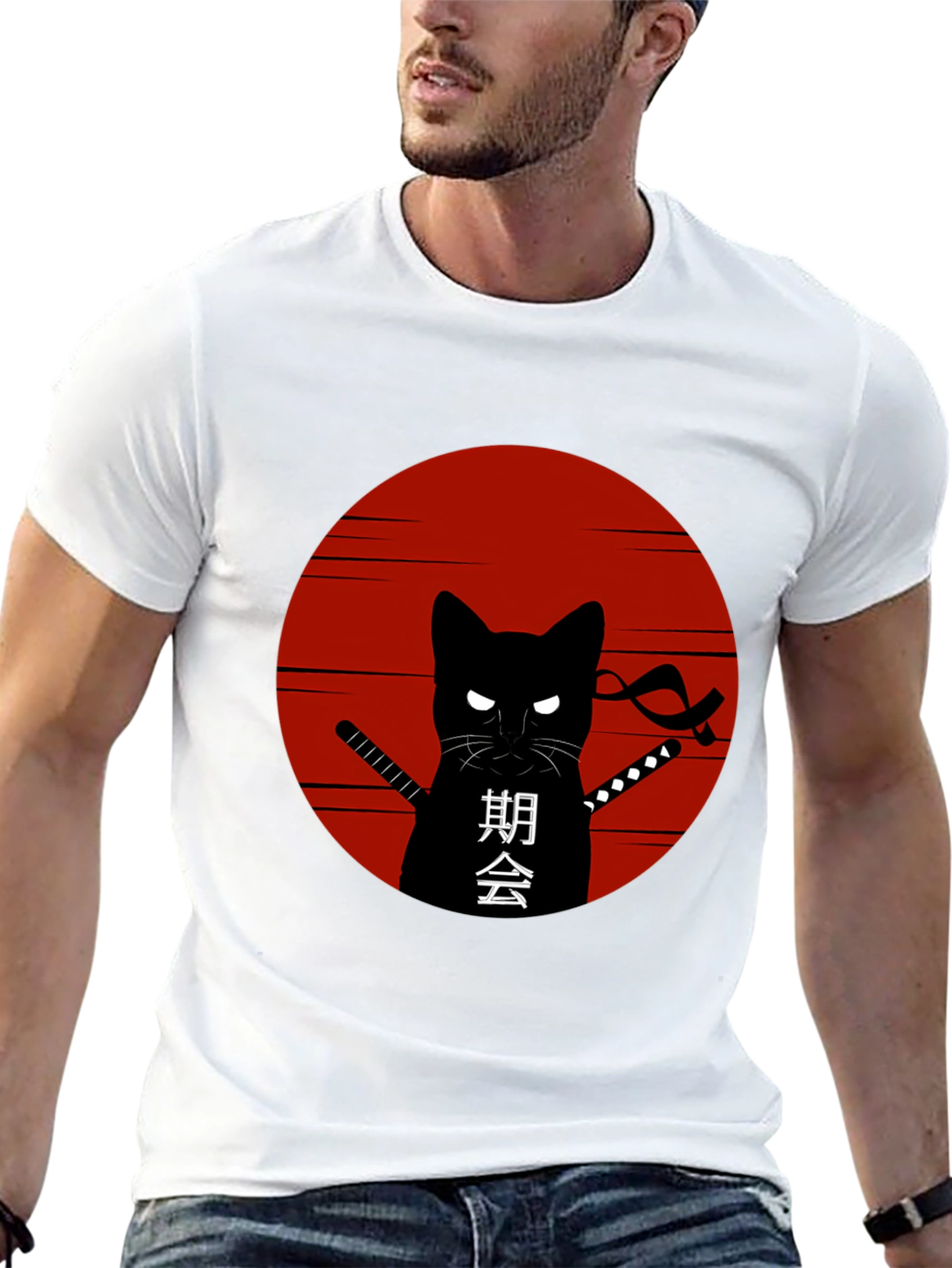 Black Ninja Cat Graphic T-Shirt view 13