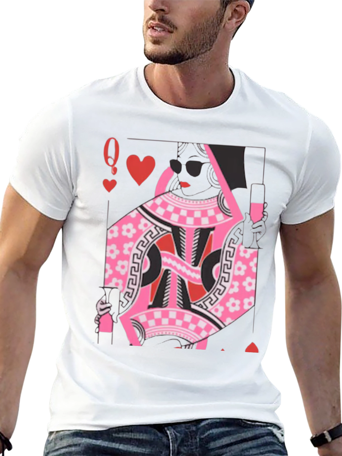 Black Queen of Hearts Graphic Tee - Stylish Card Design view 13