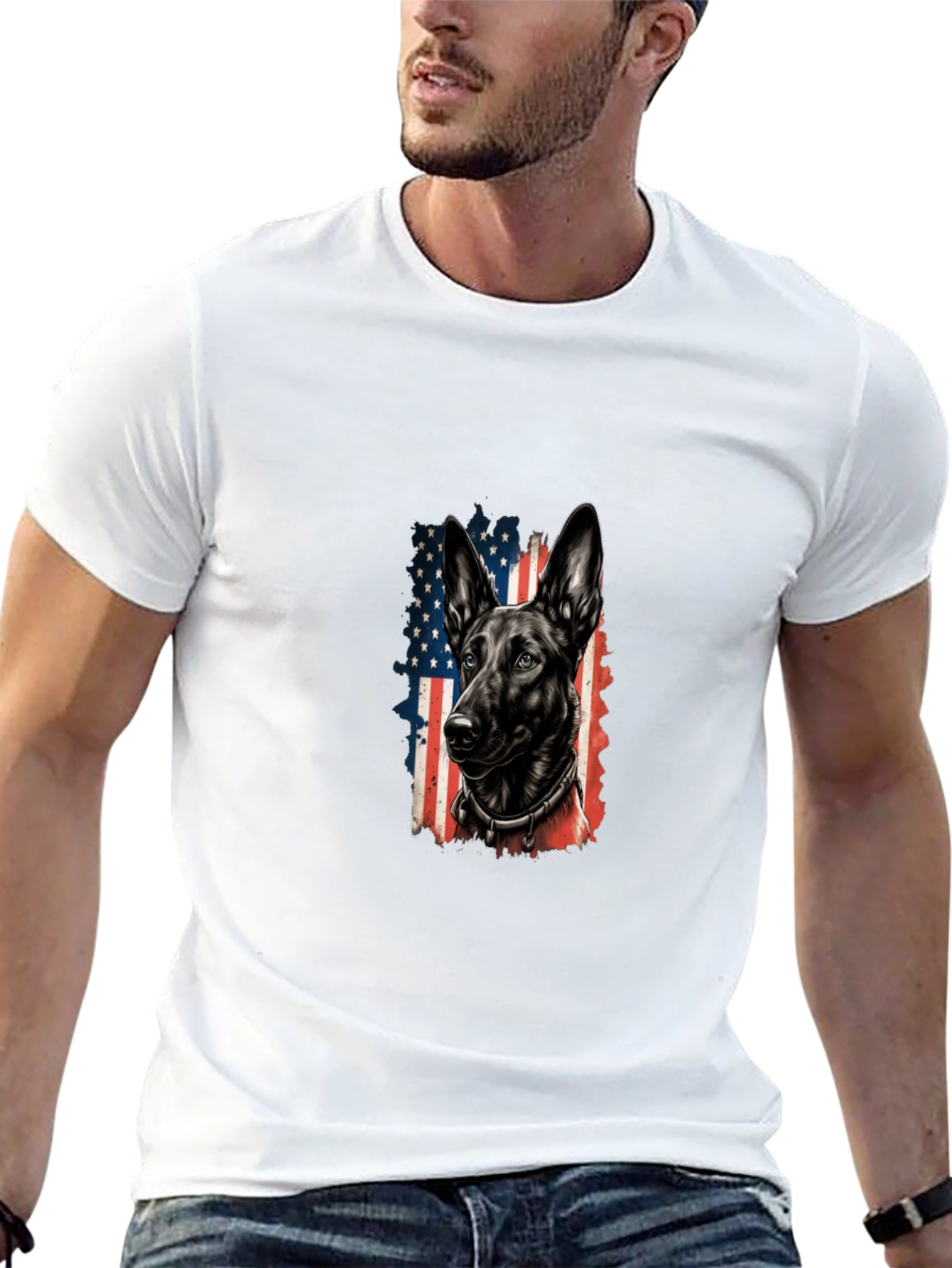 Black Patriotic Dog Graphic Tee - American Flag Dog Shirt view 13
