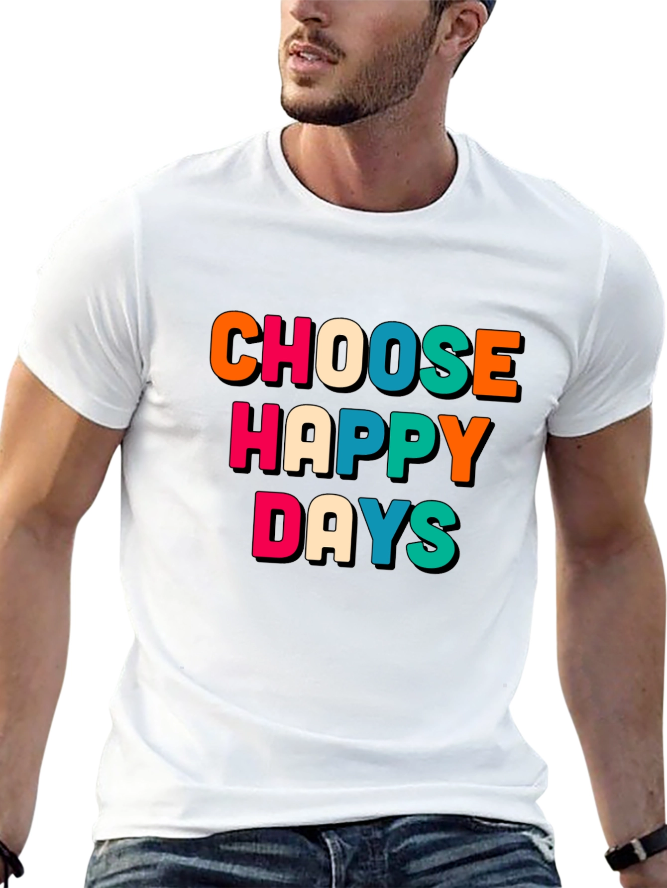 Black Choose Happy Days Graphic Tee - Retro Design view 13