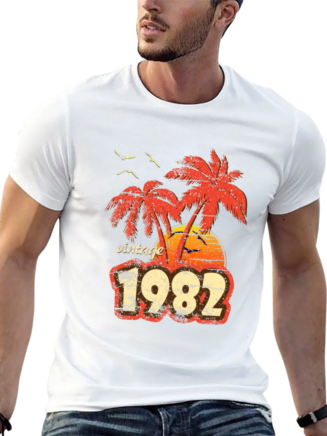 Black Vintage 1982 Palm Tree T-Shirt Retro Style view 13