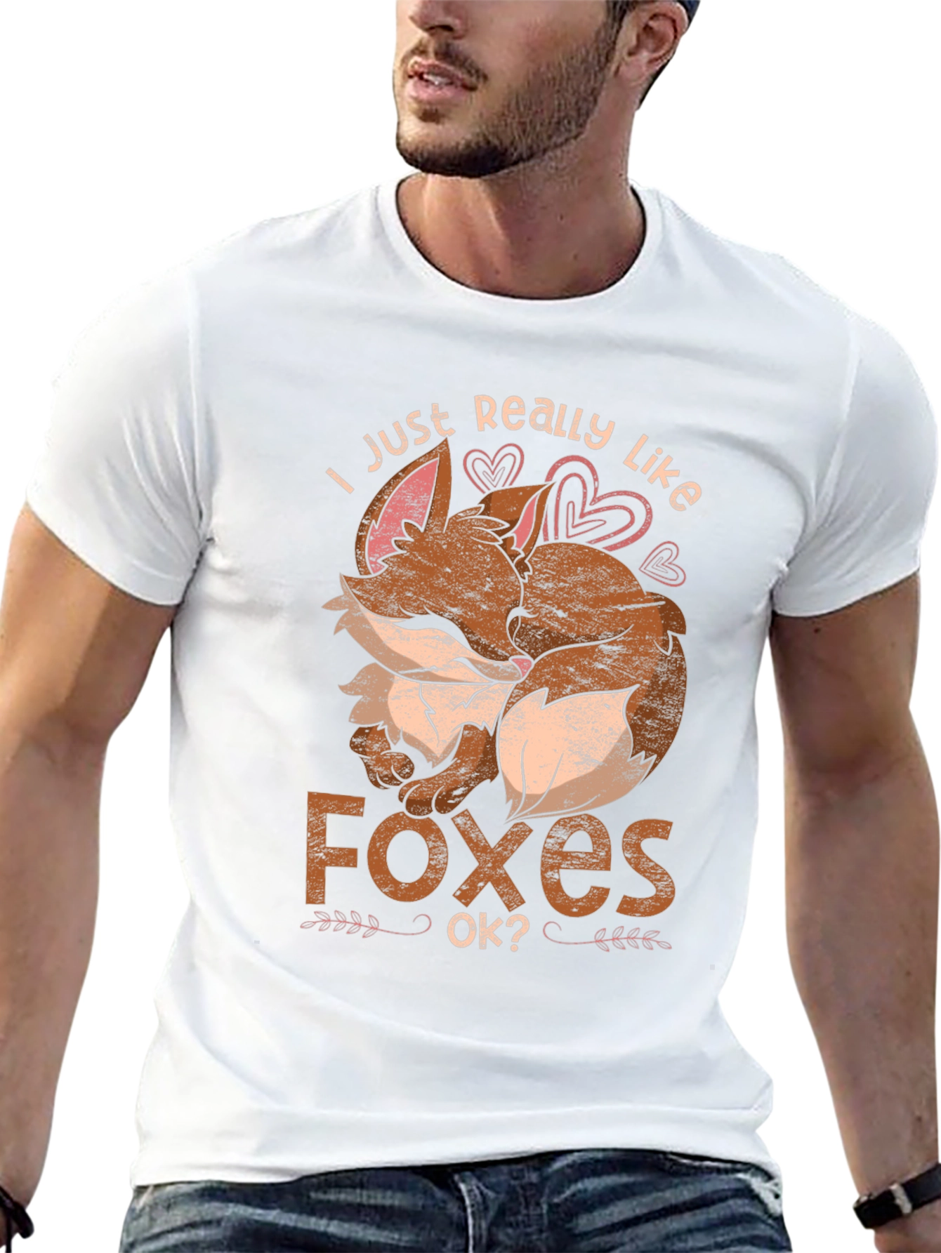 Black I Just Really Like Foxes Ok? T-Shirt view 13