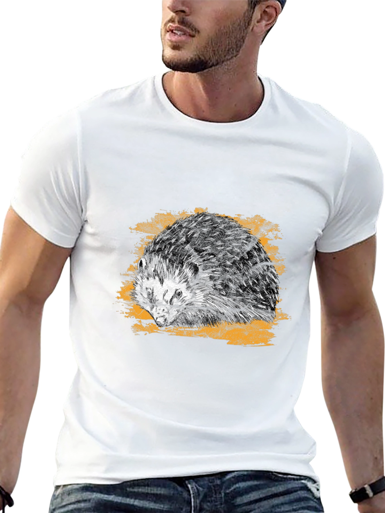 Black Hedgehog Graphic Tee - Cool Animal Print Shirt view 13