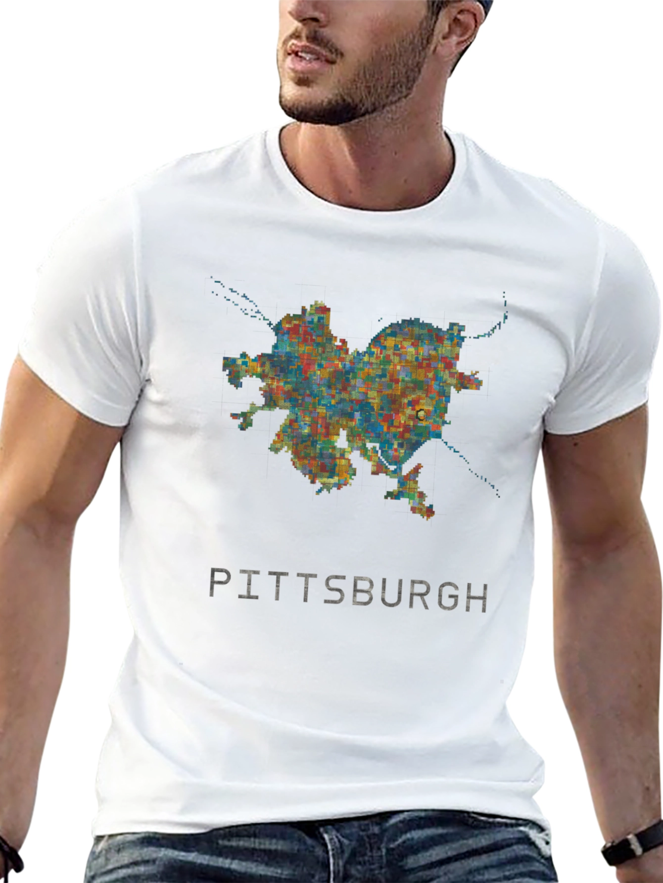 Black Pittsburgh City Map Graphic Tee - Black view 13