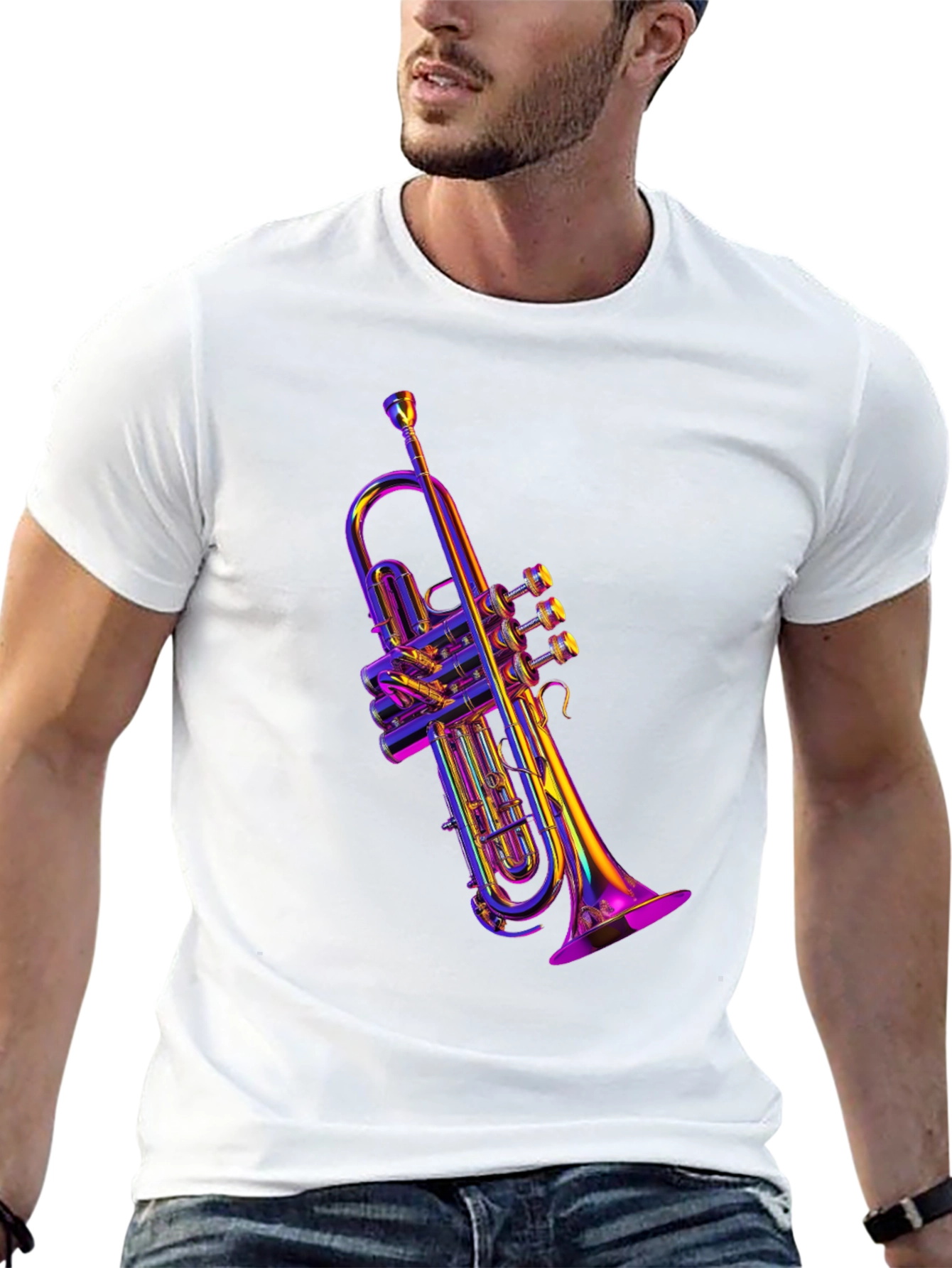 Black Neon Trumpet Graphic Tee - Musical Style view 13
