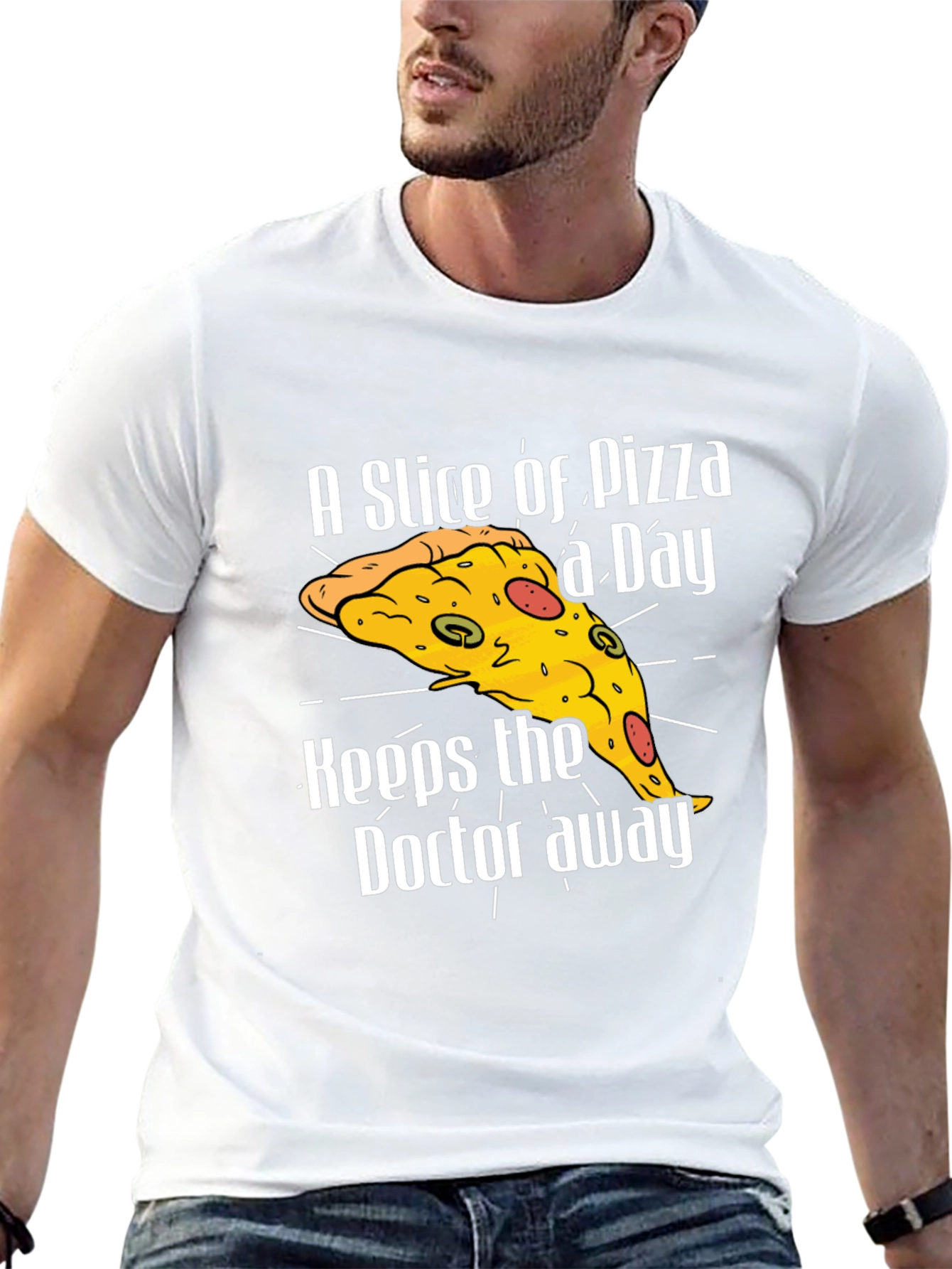 Black Pizza a Day Funny T-Shirt view 13