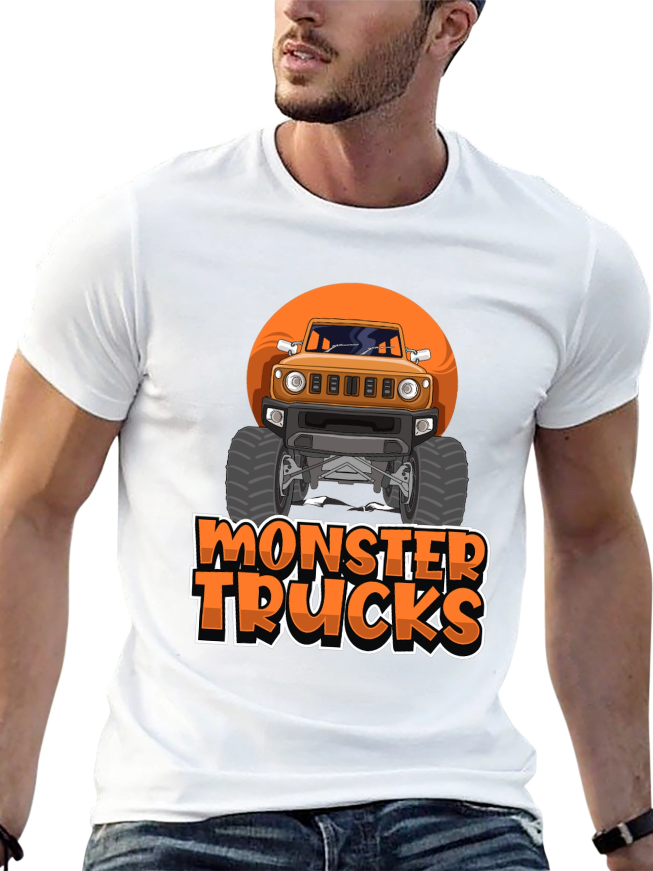 Black Monster Trucks Graphic Tee -  Black Crew Neck T-Shirt view 13