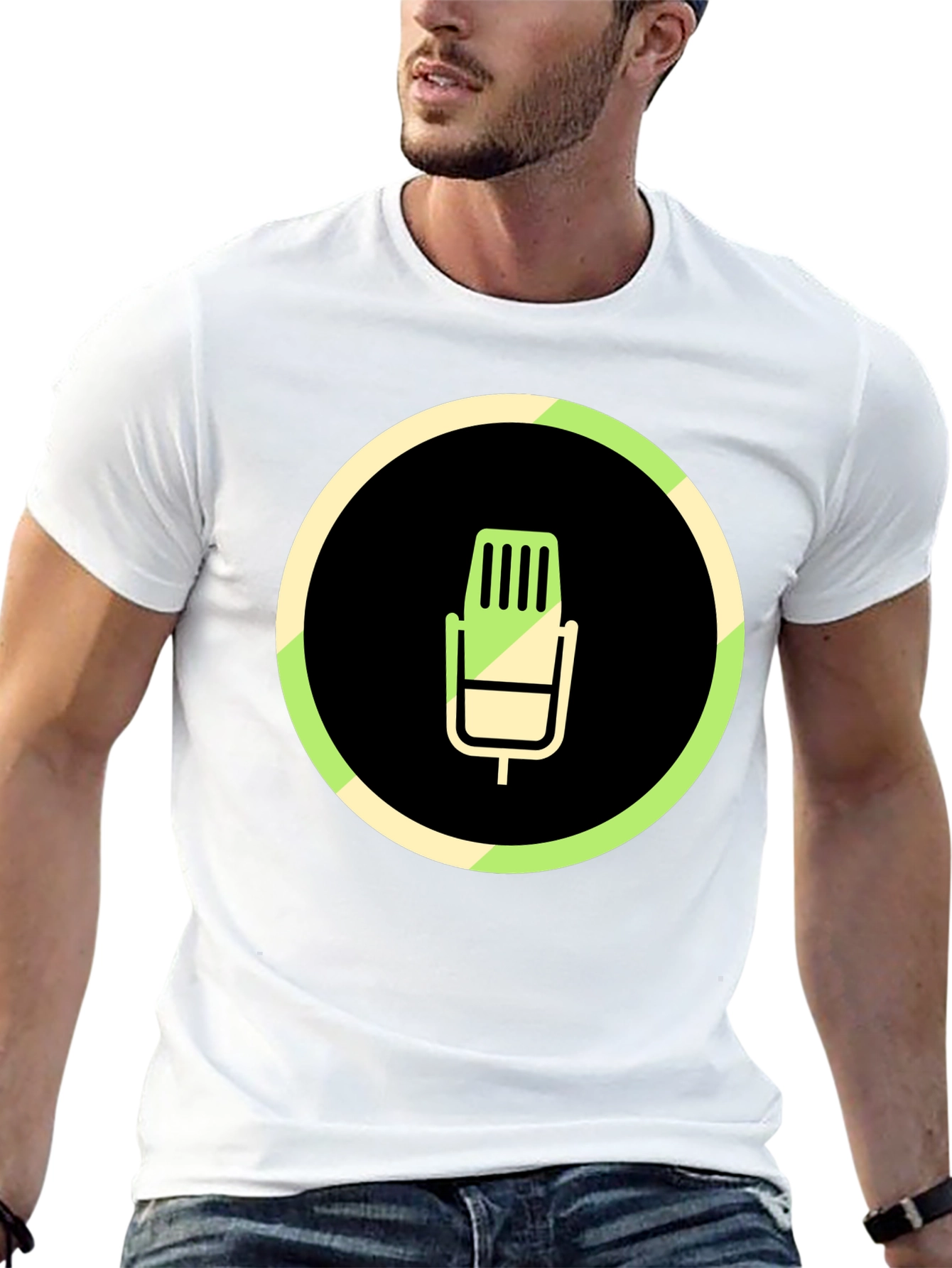 Black Microphone Graphic Black T-Shirt view 13
