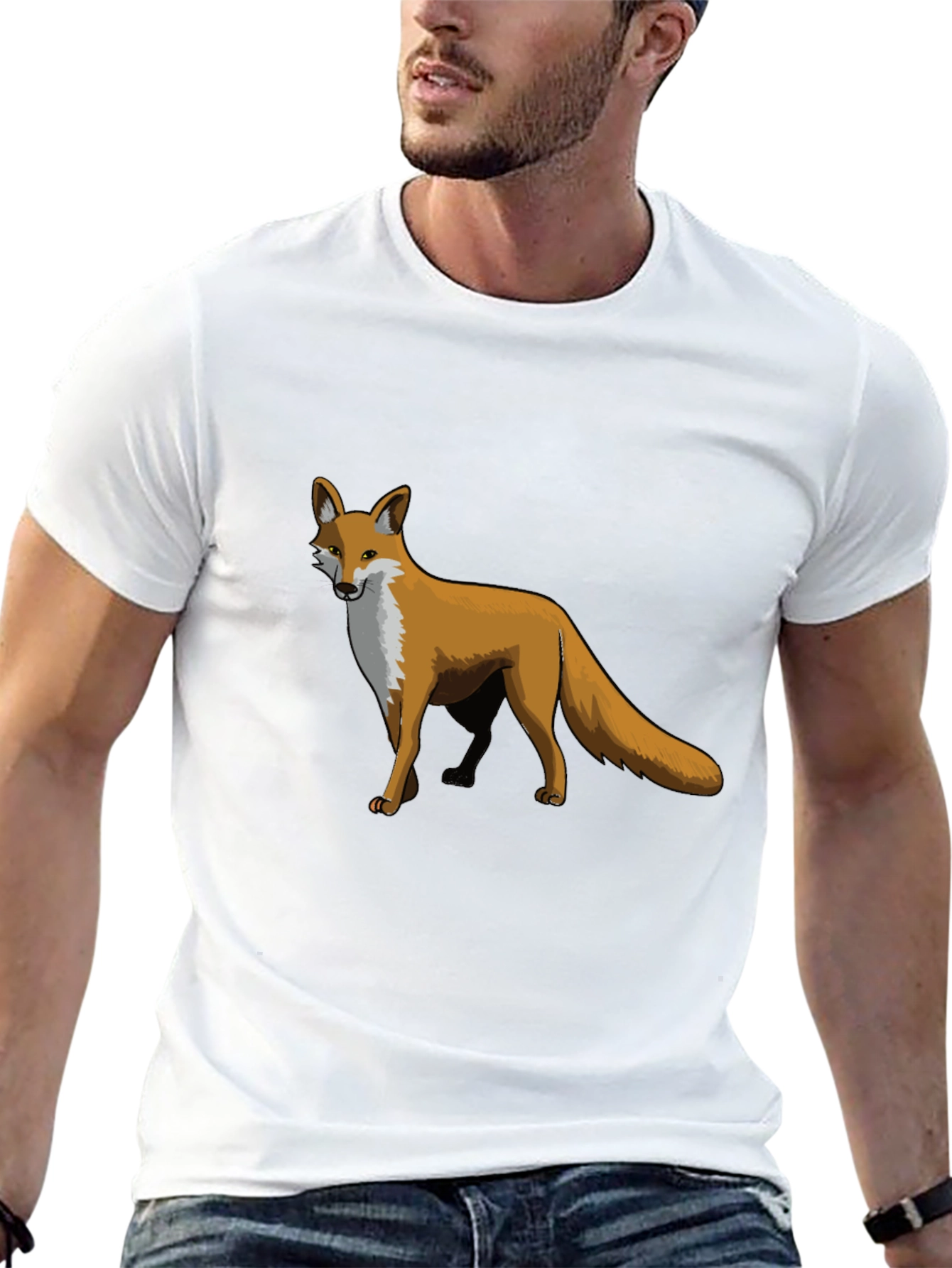 Black Fox Graphic Print Tee - Unique Animal Design T-Shirt view 13