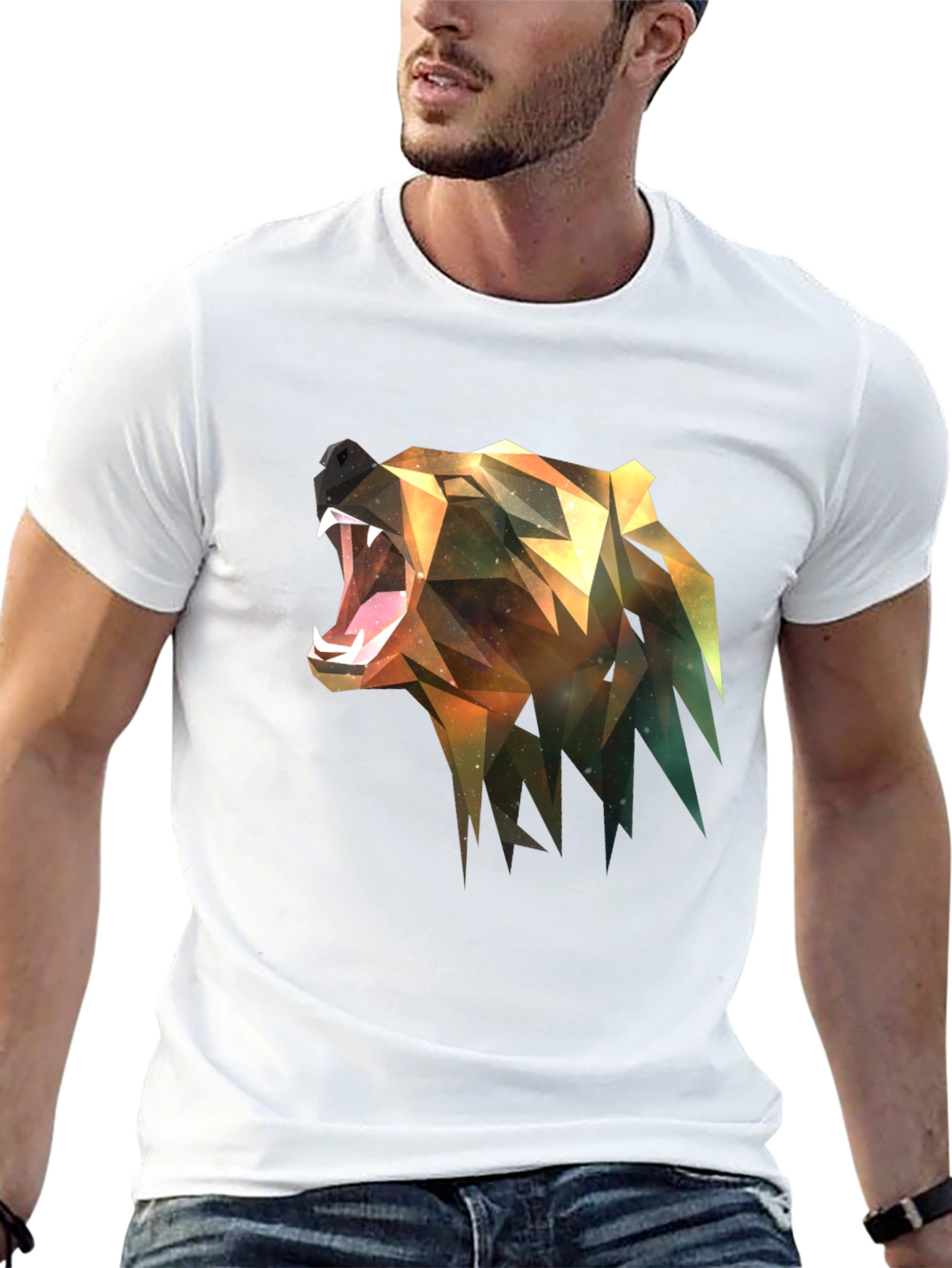 Black Geometric Bear Graphic Tee - Modern Streetwear view 13