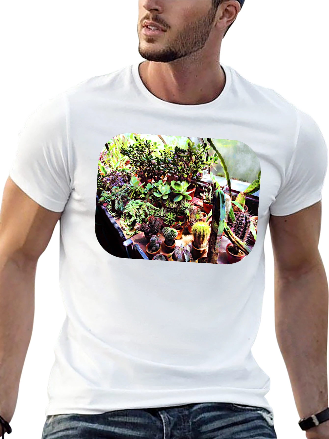 Black Trendy Cactus Garden T-Shirt - Unique Plant Lover Tee view 13
