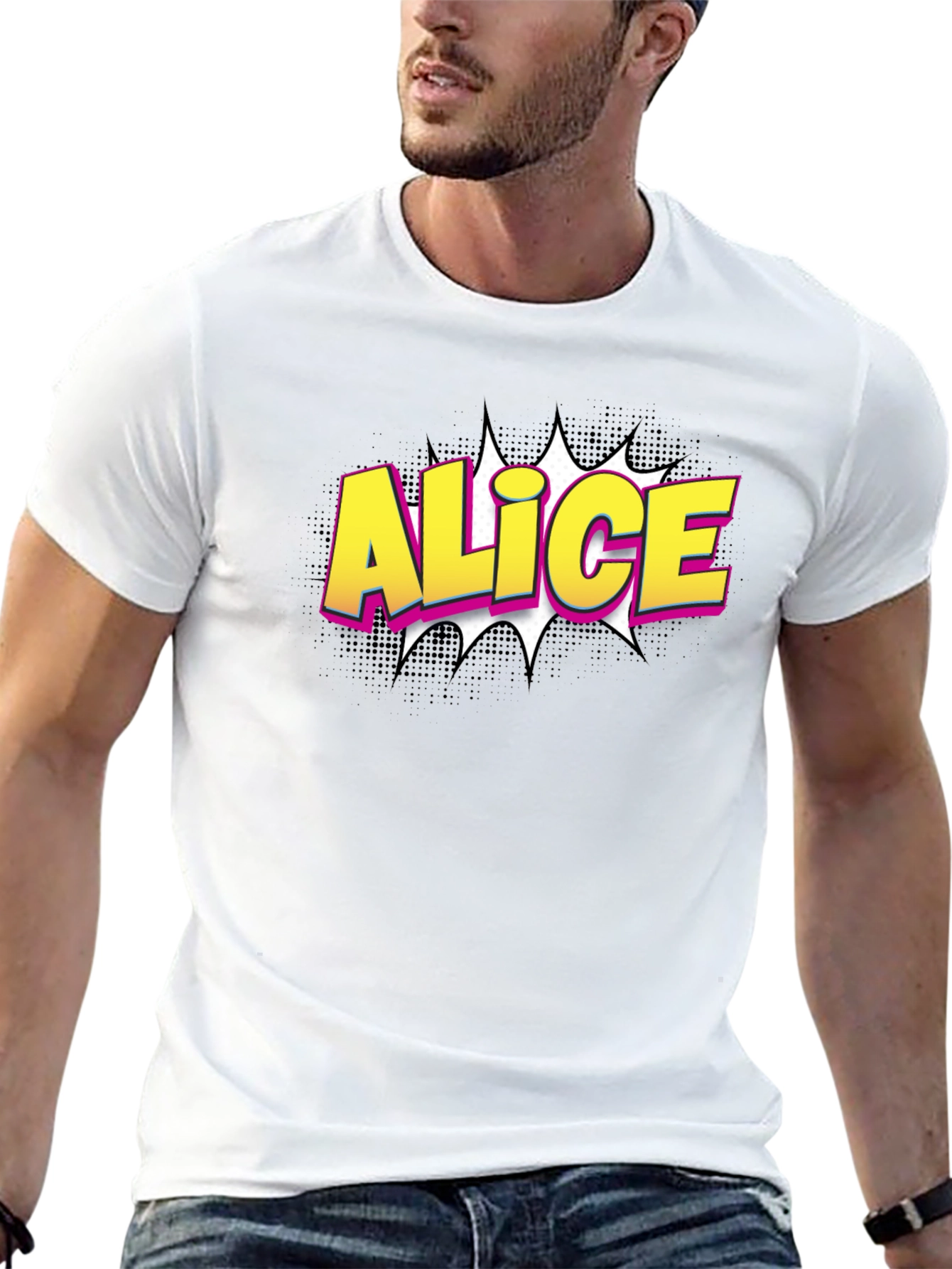 Black Alice Comic Style Graphic T-Shirt view 13