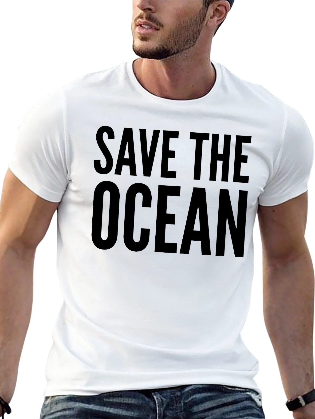 Black Save the Ocean Black Graphic Tee view 13