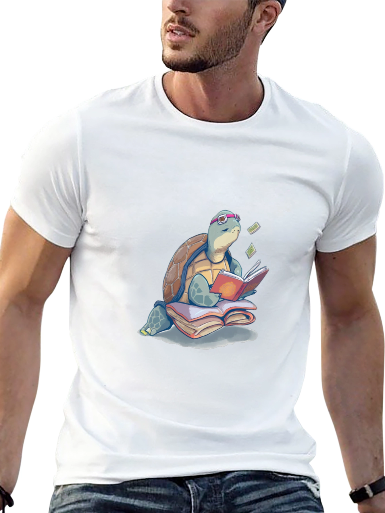Black Turtle Reading Book T-Shirt view 13