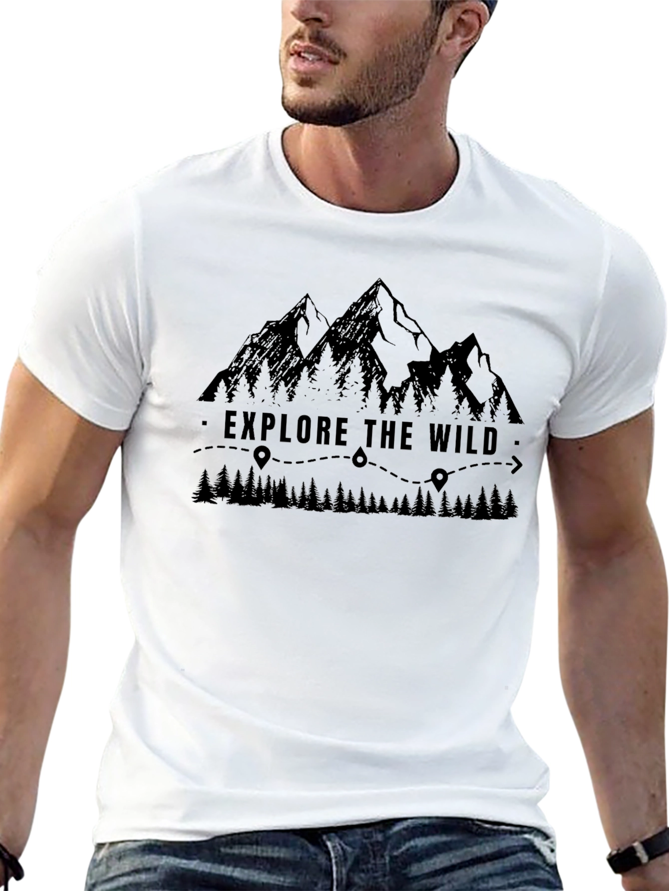 Black Explore the Wild Mountain Graphic T-Shirt view 13