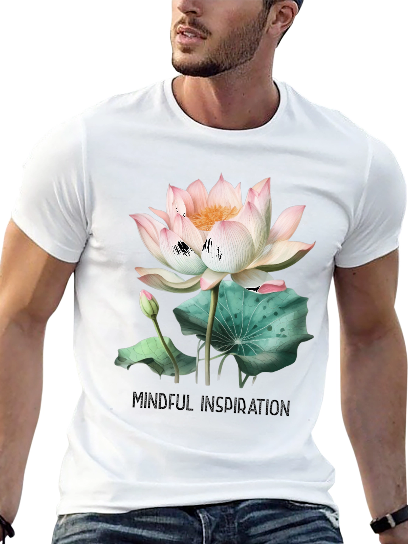 Black Mindful Inspiration Lotus Graphic Tee - Black view 13