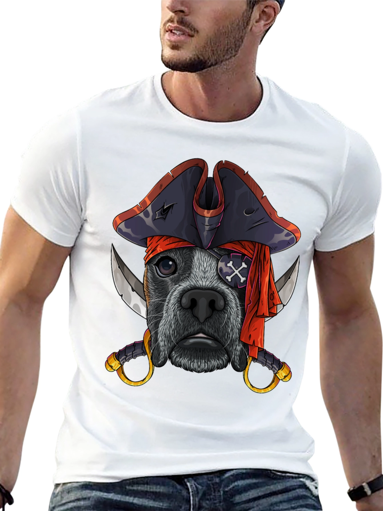 Black Pirate Dog T-Shirt, Funny Pet Tee view 13