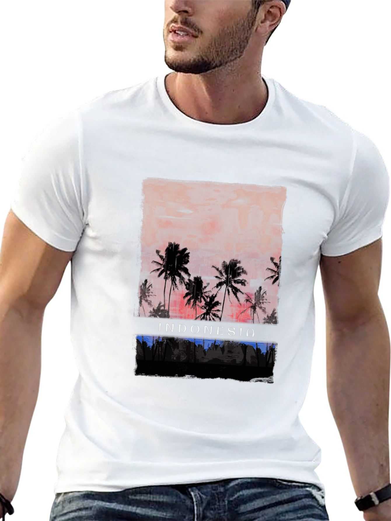 Black Indonesia Palm Tree Graphic Tee - Black view 13