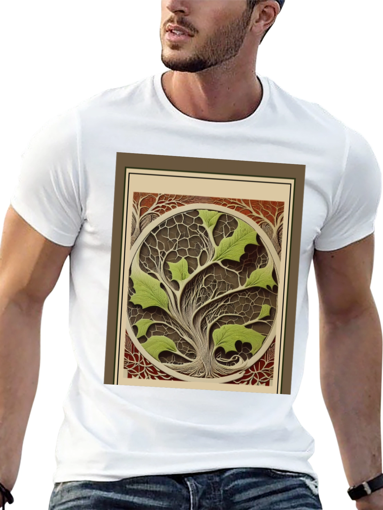 Black Arboreal Art T-Shirt - Nature Inspired Design view 13