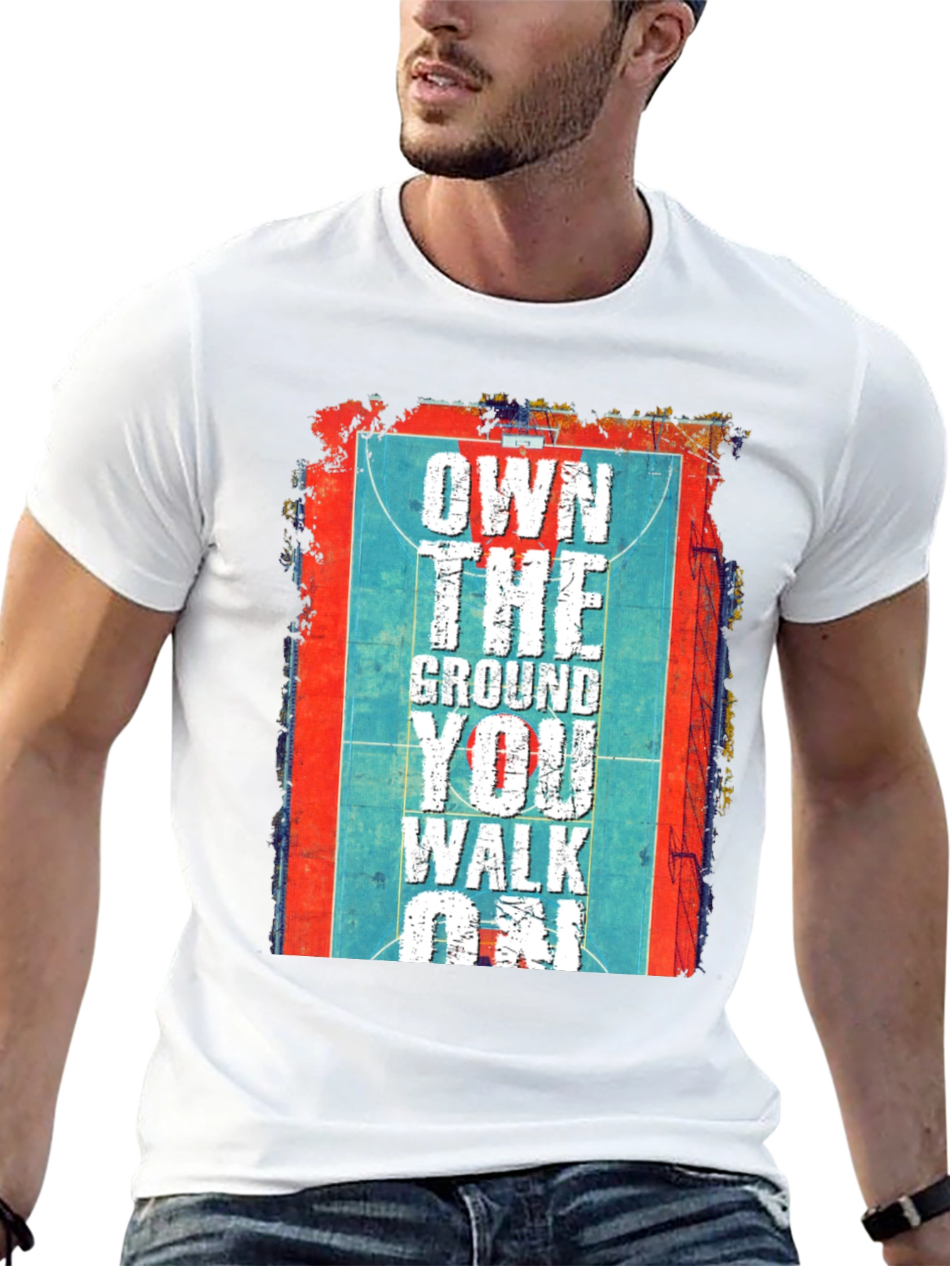 Black Own The Ground T-Shirt Basketball Court Design view 13