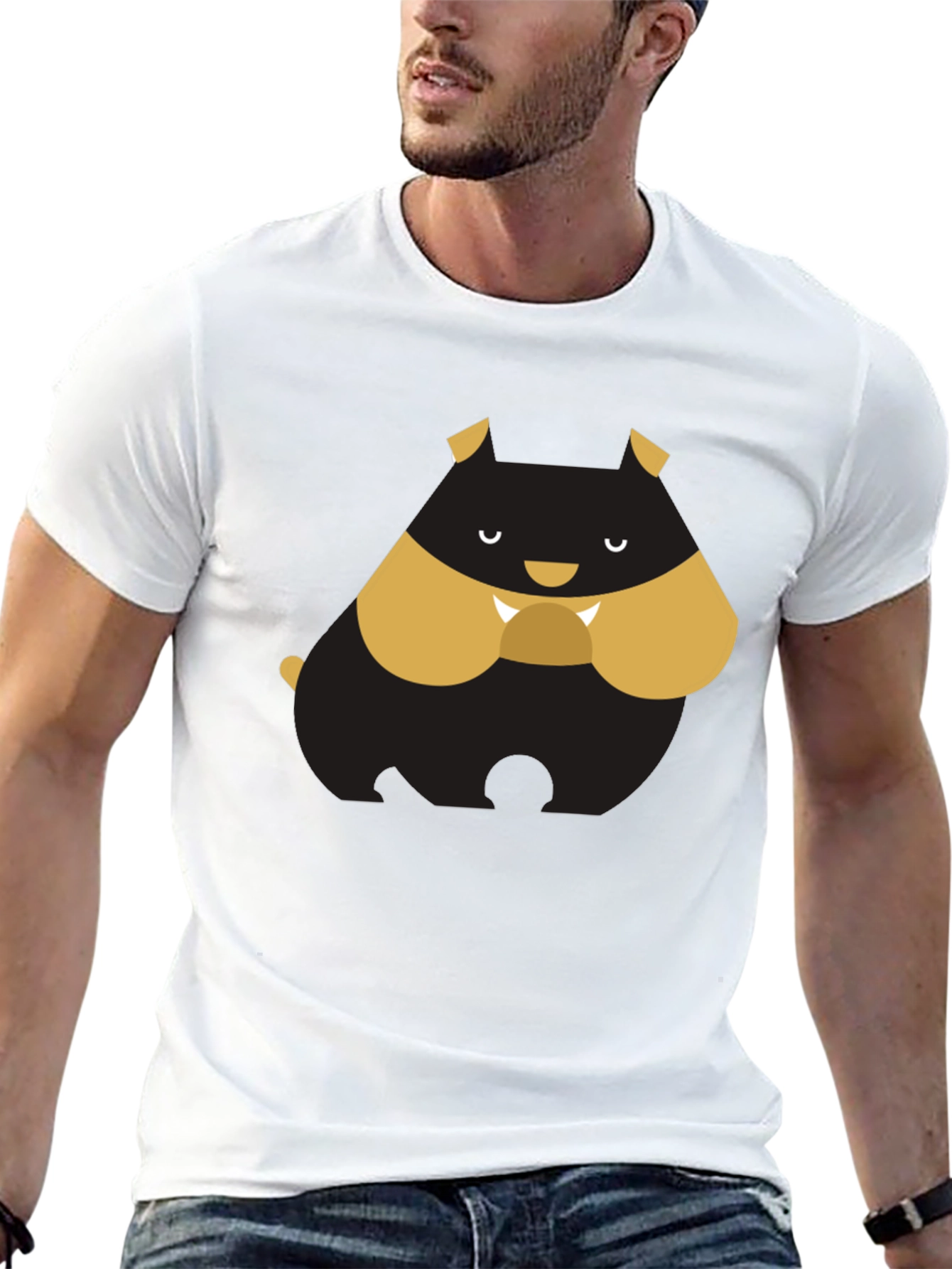 Black Cartoon Bulldog Graphic Tee - Black T-Shirt view 13