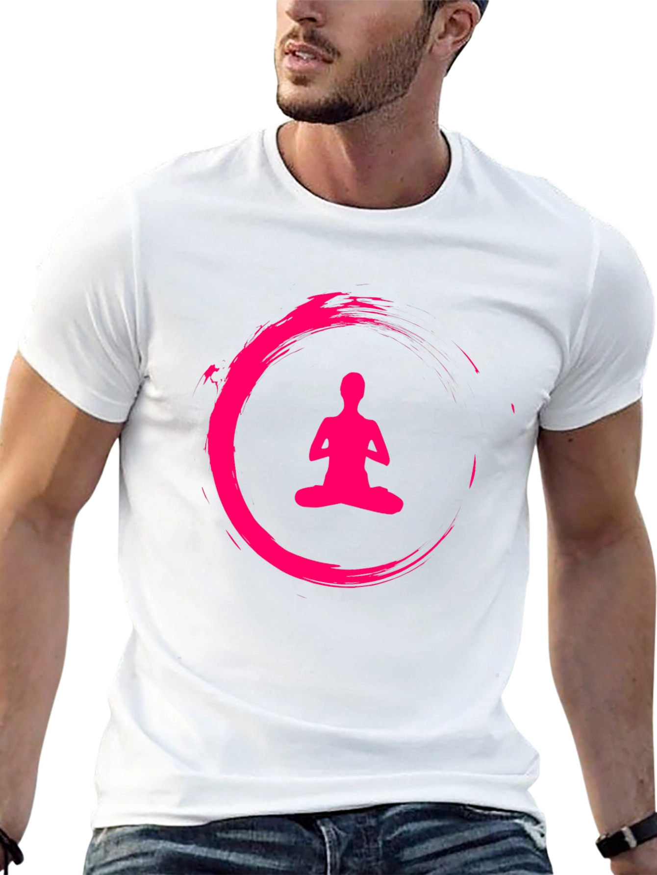 Black Zen Meditation Circle Black T-Shirt view 13