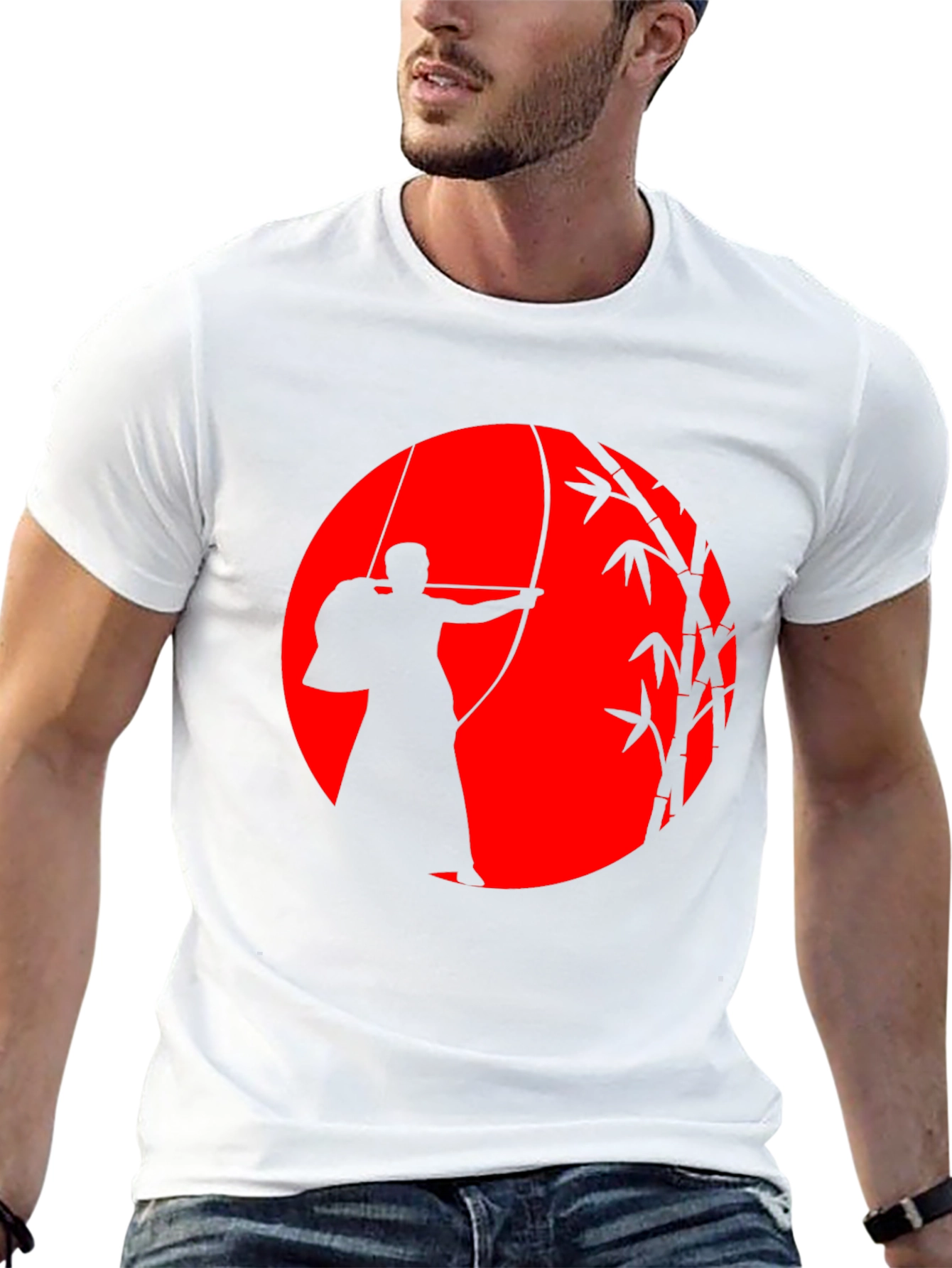 Black Kyudo Archer Graphic T-Shirt - Japanese Archery Tee view 13