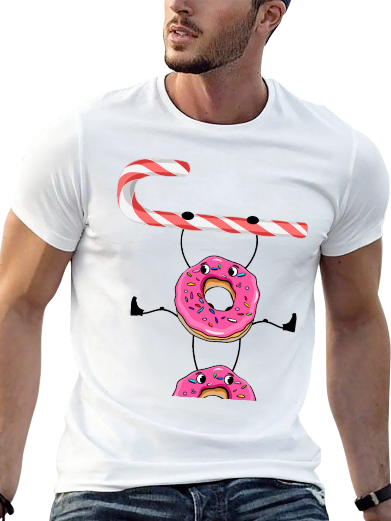 Black Candy Cane Donut Stack T-Shirt view 13