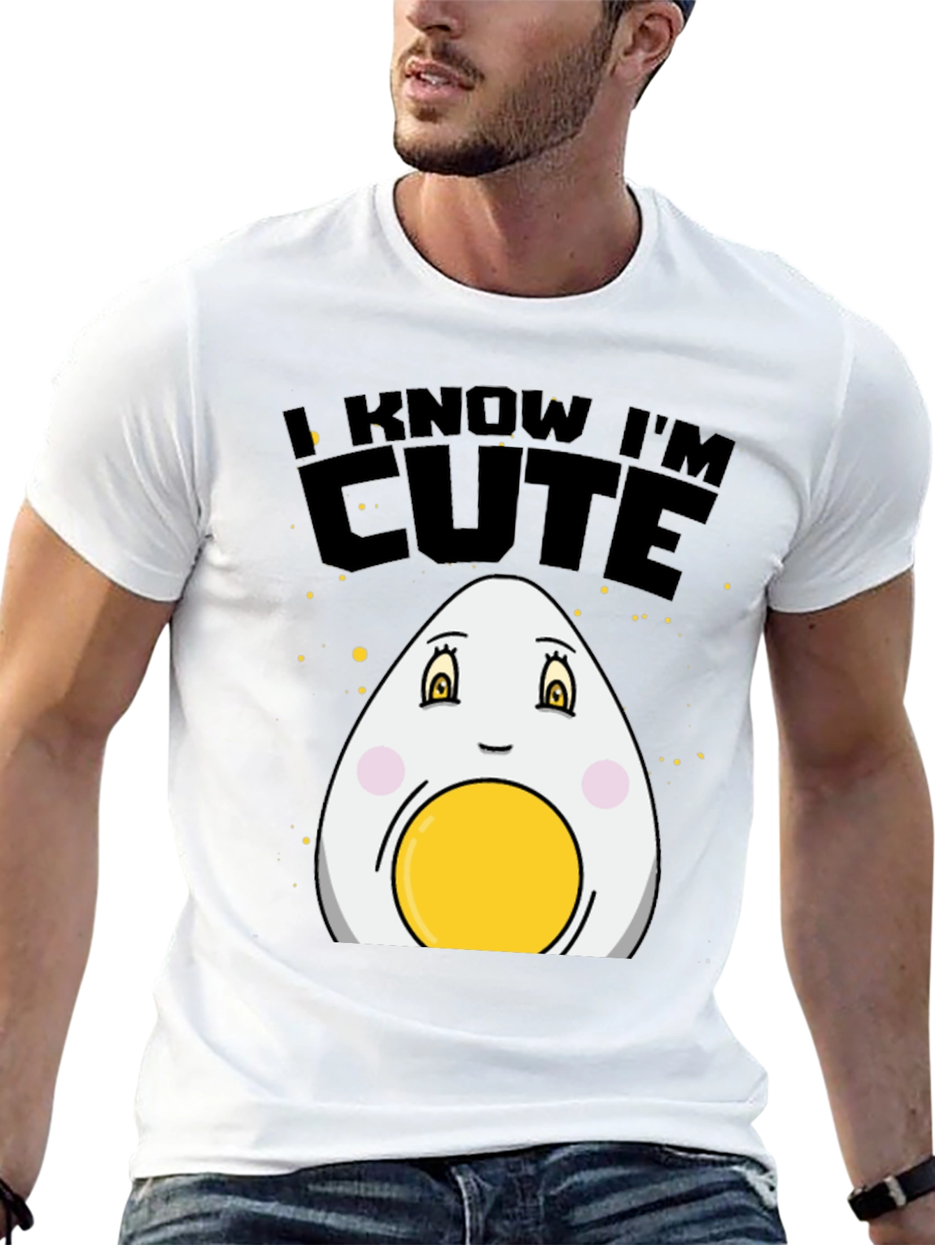 Black Cute Egg Graphic T-Shirt - Funny Foodie Tee view 13