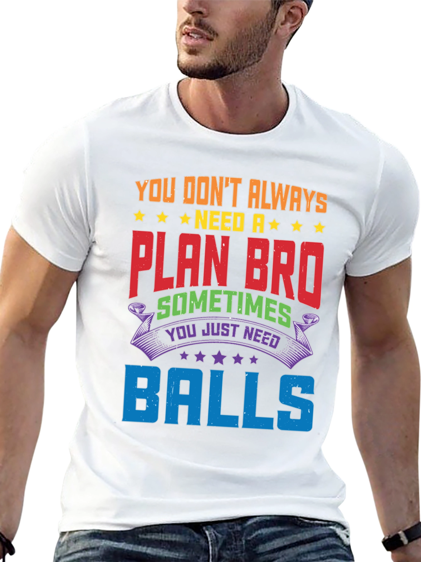 Black Funny Graphic Tee: No Plan, Just Balls! view 13